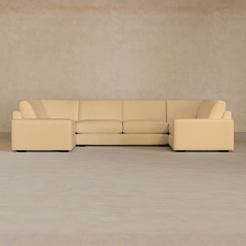 Large Sectional-Full Grain Leather-Fawn