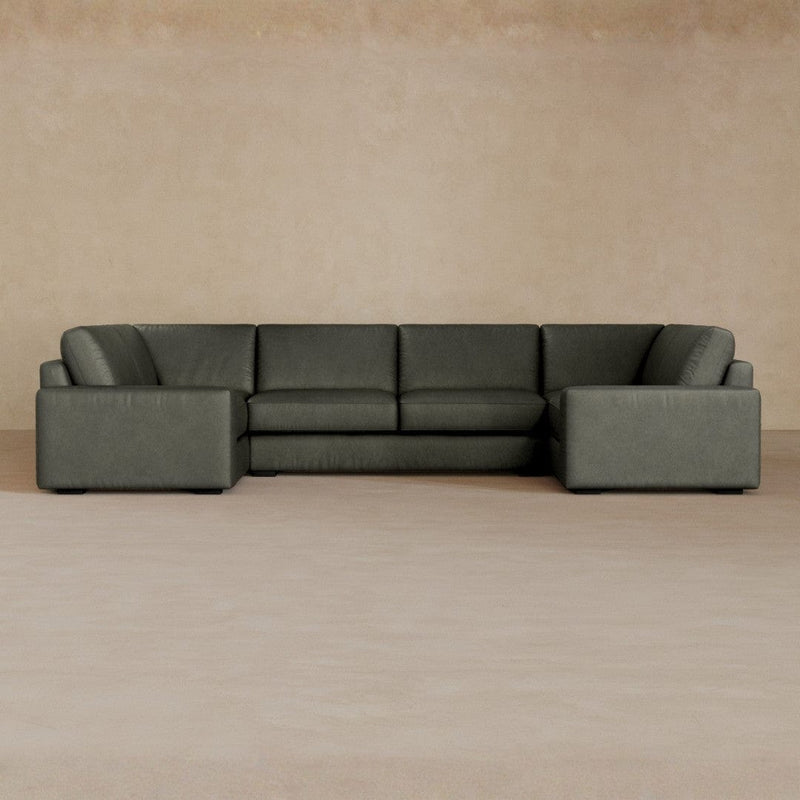 Large Sectional-Full Grain Leather-Graphite
