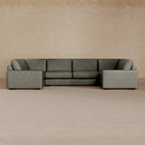 Large Sectional-Full Grain Leather-Greige
