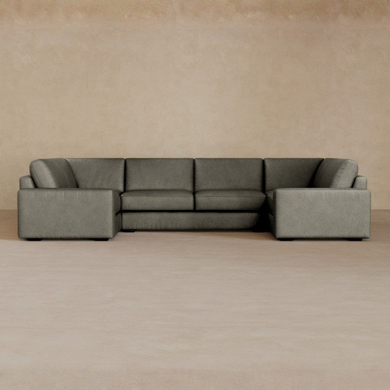Large Sectional-Full Grain Leather-Greige