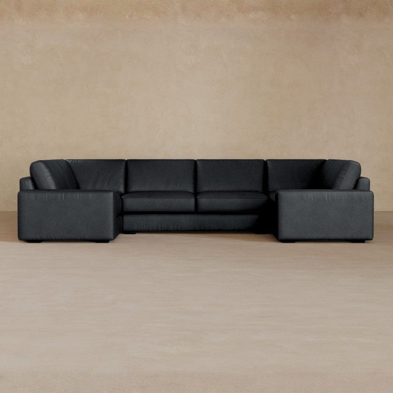 Large Sectional-Full Grain Leather-Ink
