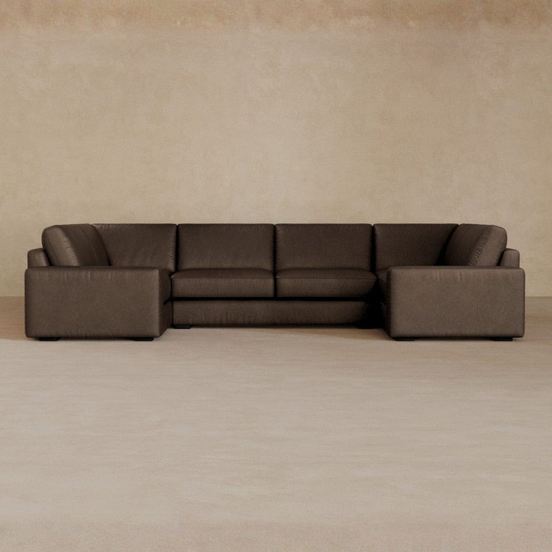 Large Sectional-Full Grain Leather-Mink