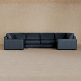Large Sectional-Full Grain Leather-Navy