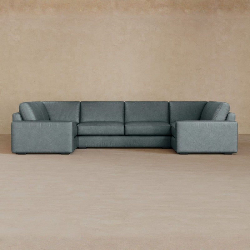 Large Sectional-Full Grain Leather-Pewter