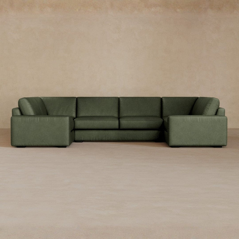 Large Sectional-Full Grain Leather-Sage