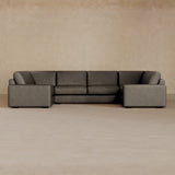 Large Sectional-Full Grain Leather-Stone