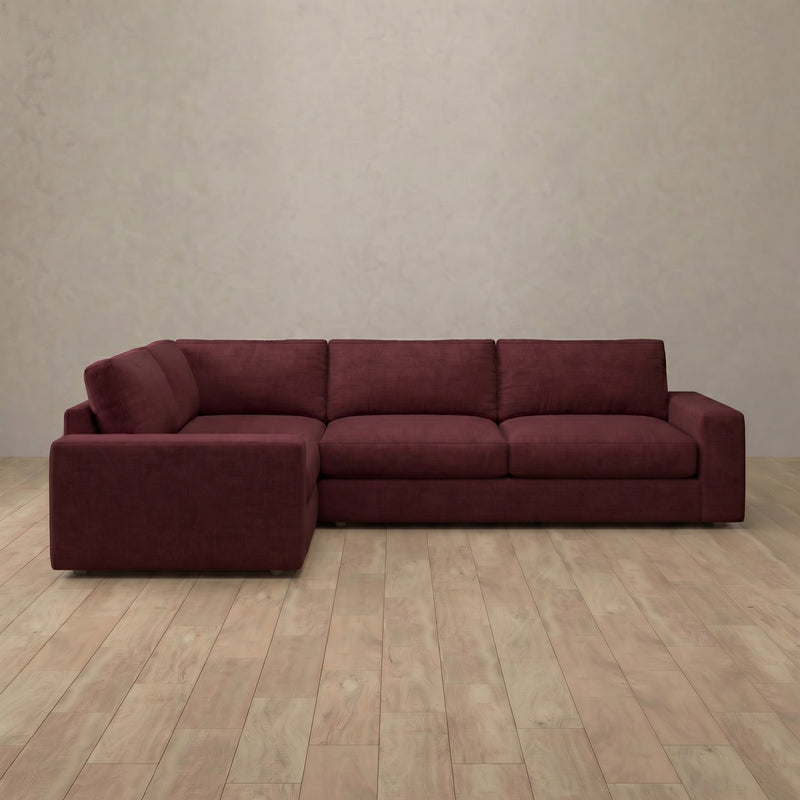 Linen Blend::Articture Signature Sofa 3 Seater Sectional  Burgundy Linen Blend 6:LB