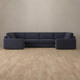 Linen Blend::Articture Signature Sofa Large Sectional  InkBlue Linen Blend