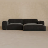 2 Seater Left Chaise-Velvet-Charcoal