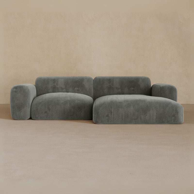 2 Seater Left Chaise-Velvet-Graphite