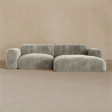 2 Seater Left Chaise-Velvet-Greige