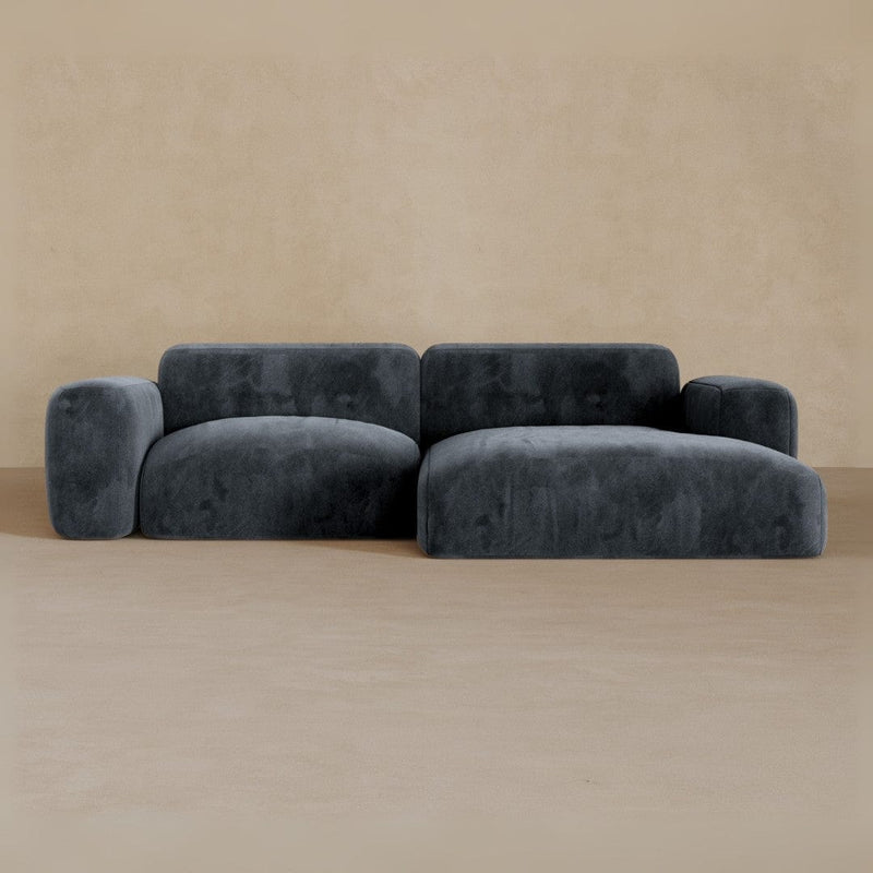 2 Seater Left Chaise-Velvet-Ink