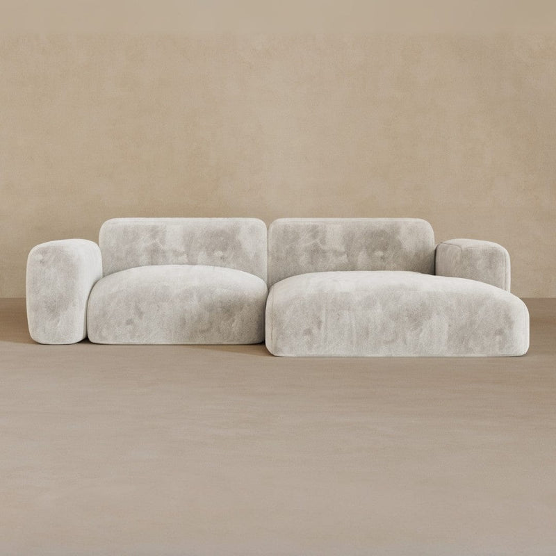 2 Seater Left Chaise-Velvet-Ivory