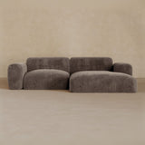 2 Seater Left Chaise-Velvet-Mink