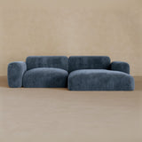 2 Seater Left Chaise-Velvet-Navy