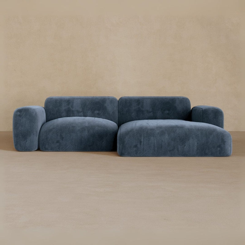 2 Seater Left Chaise-Velvet-Navy