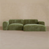 2 Seater Left Chaise-Velvet-Olive