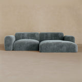 2 Seater Left Chaise-Velvet-Pewter