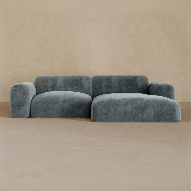 2 Seater Left Chaise-Velvet-Pewter