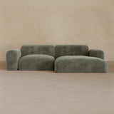 2 Seater Left Chaise-Velvet-Sage