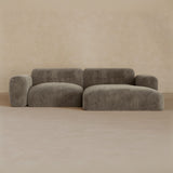 2 Seater Left Chaise-Velvet-Stone