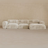 3 Seater Left Chaise-Velvet-Alabaster
