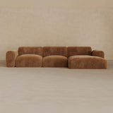 3 Seater Left Chaise-Velvet-Brandy