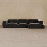 3 Seater Left Chaise-Velvet-Charcoal