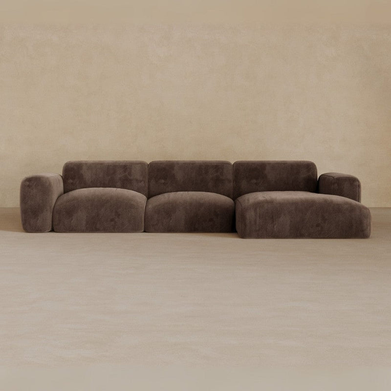 3 Seater Left Chaise-Velvet-Espresso