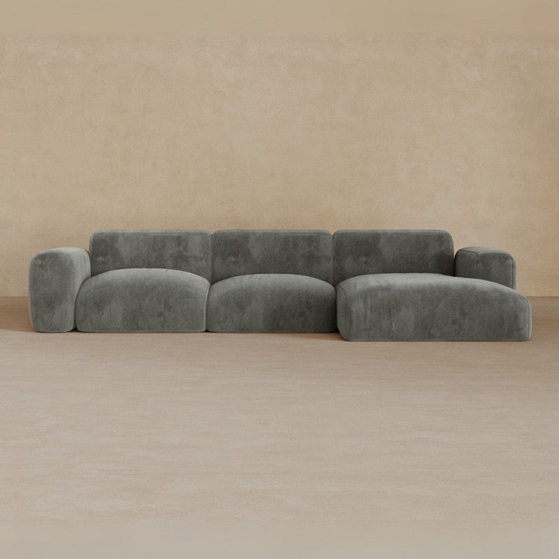 3 Seater Left Chaise-Velvet-Graphite