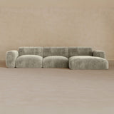 3 Seater Left Chaise-Velvet-Greige
