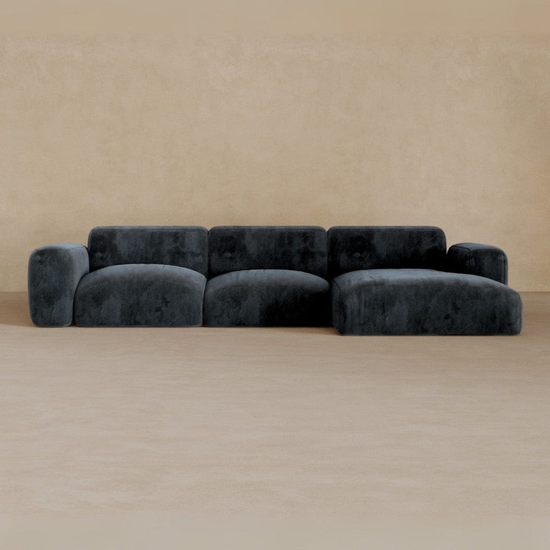 3 Seater Left Chaise-Velvet-Ink