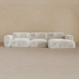 3 Seater Left Chaise-Velvet-Ivory