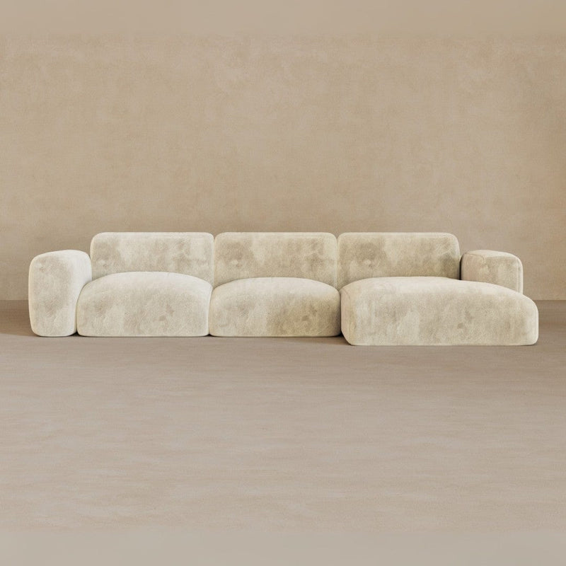 3 Seater Left Chaise-Velvet-Linen