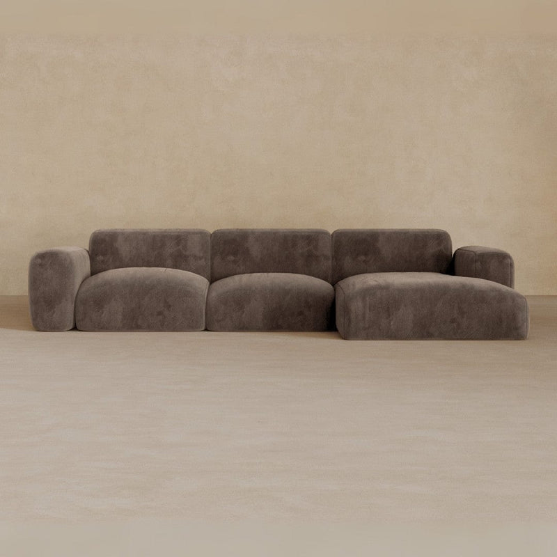 3 Seater Left Chaise-Velvet-Mink