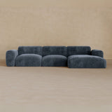 3 Seater Left Chaise-Velvet-Navy