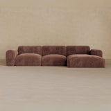 3 Seater Left Chaise-Velvet-Oxblood