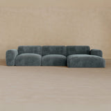 3 Seater Left Chaise-Velvet-Pewter