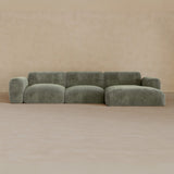 3 Seater Left Chaise-Velvet-Sage