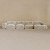 4 Seater Left Chaise-Velvet-Alabaster