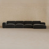 4 Seater Left Chaise-Velvet-Charcoal