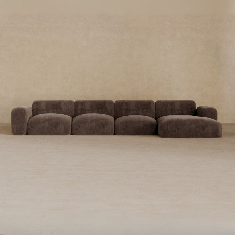 4 Seater Left Chaise-Velvet-Espresso
