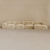 4 Seater Left Chaise-Velvet-Fawn