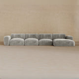 4 Seater Left Chaise-Velvet-Greige