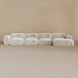 4 Seater Left Chaise-Velvet-Ivory