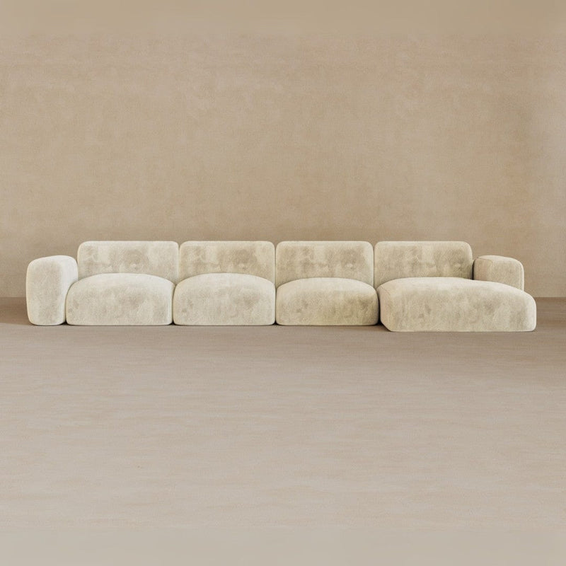 4 Seater Left Chaise-Velvet-Linen