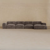4 Seater Left Chaise-Velvet-Mink