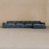 4 Seater Left Chaise-Velvet-Navy