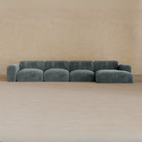 4 Seater Left Chaise-Velvet-Pewter