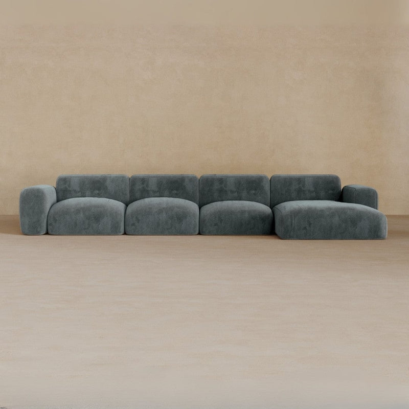 4 Seater Left Chaise-Velvet-Pewter